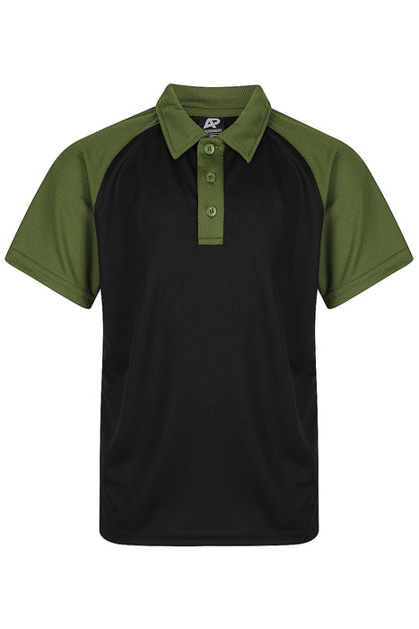 MANLY KIDS POLOS - BLACK/ARMY GREEN - RUNOUT