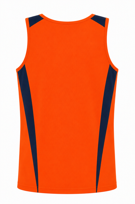 EUREKA MENS SINGLETS - ORANGE/NAVY - RUNOUT