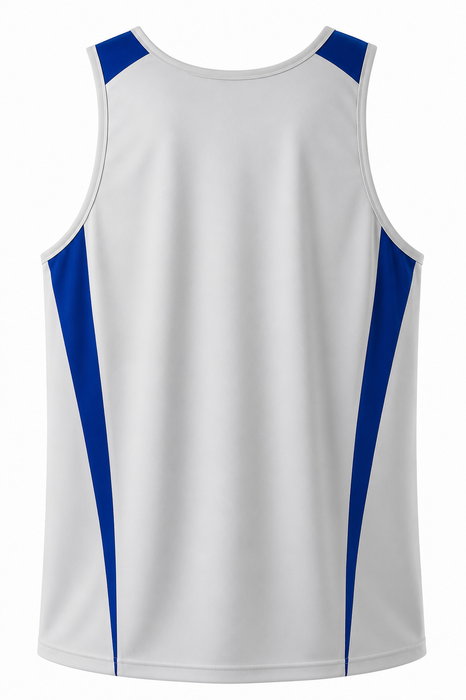 EUREKA MENS SINGLETS - WHITE/ROYAL - RUNOUT