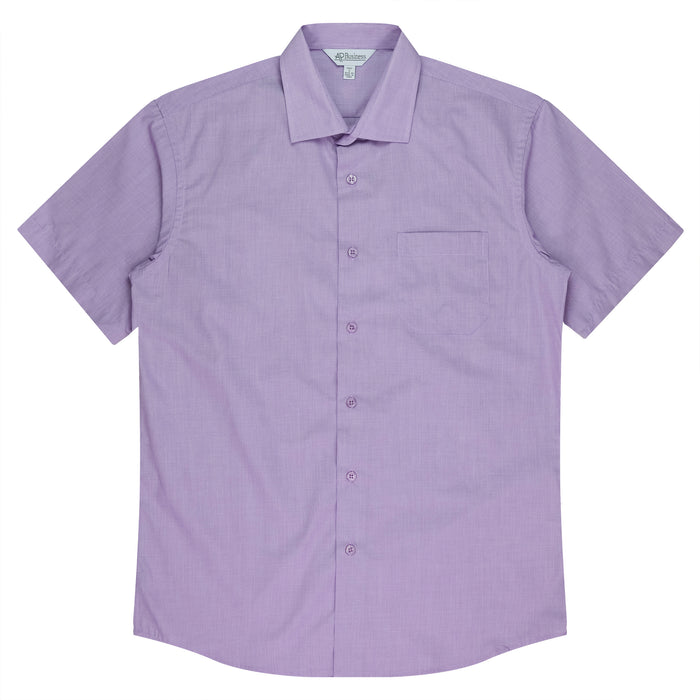 GRANGE MENS SHIRT SHORT SLEEVE - MAUVE - RUNOUT