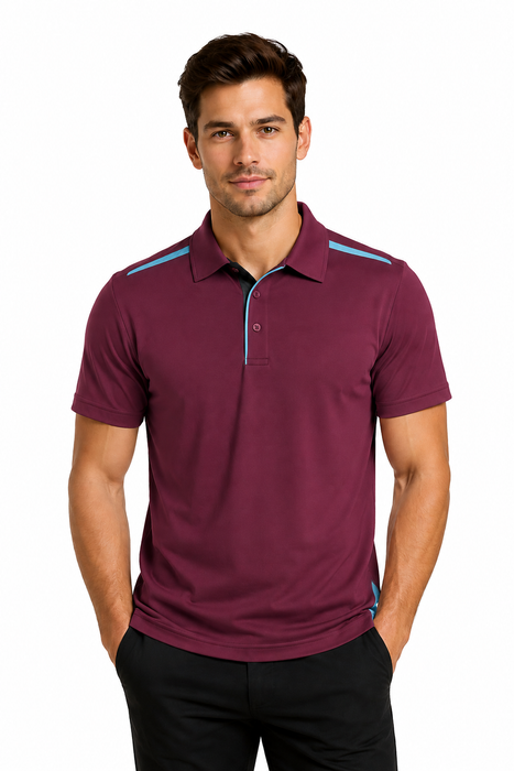PATERSON MENS POLOS - MAROON/SKY - RUNOUT