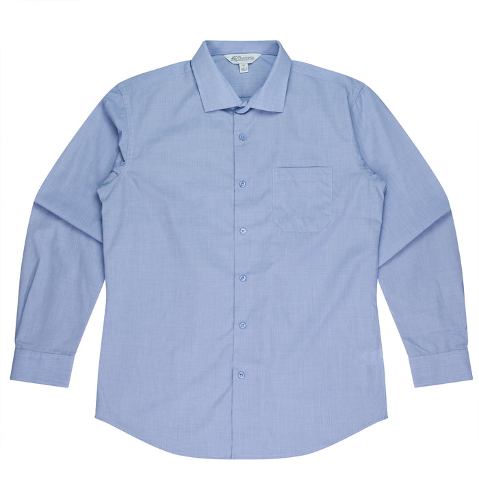 GRANGE MENS SHIRT LONG SLEEVE - MID BLUE - RUNOUT