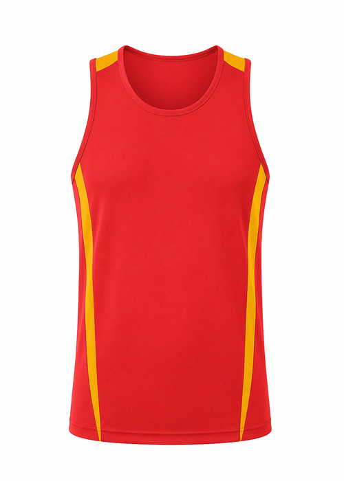 EUREKA MENS SINGLETS - RED/GOLD - RUNOUT