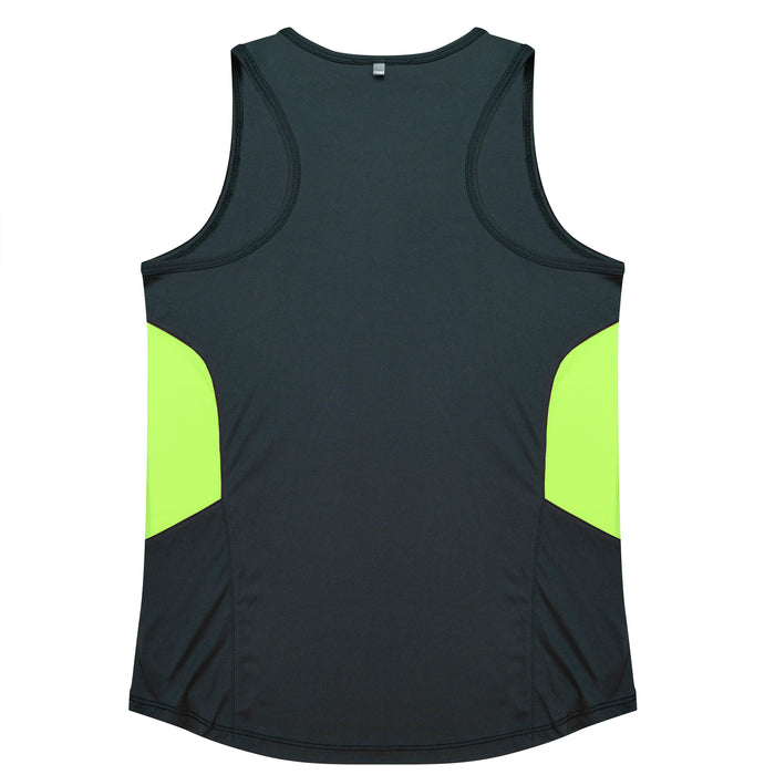 TASMAN LADY SINGLETS - SLATE/NEON YELLOW - RUNOUT