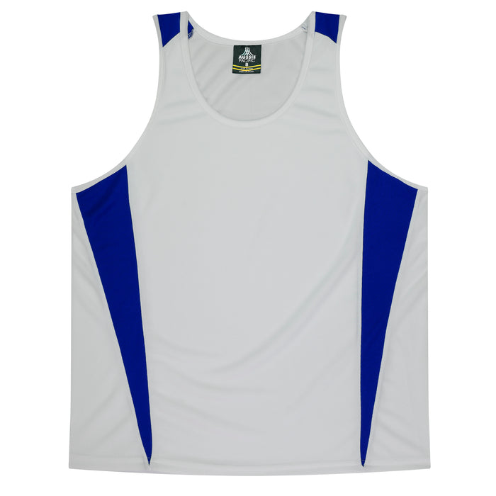 EUREKA KIDS SINGLETS - WHITE/ROYAL - RUNOUT