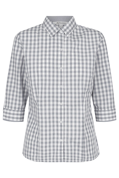 DEVONPORT LADY SHIRT 3/4 SLEEVE - CHARCOAL/SILVER - RUNOUT
