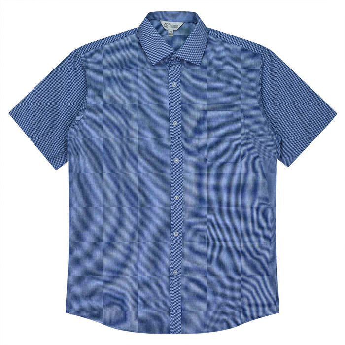 TOORAK MENS SHIRT SHORT SLEEVE - NAVY/WHITE - RUNOUT