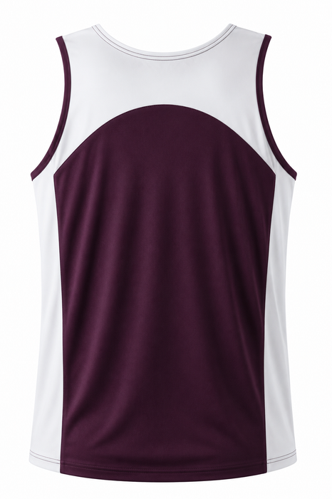 PREMIER MENS SINGLETS - BURGUNDY/WHITE - RUNOUT