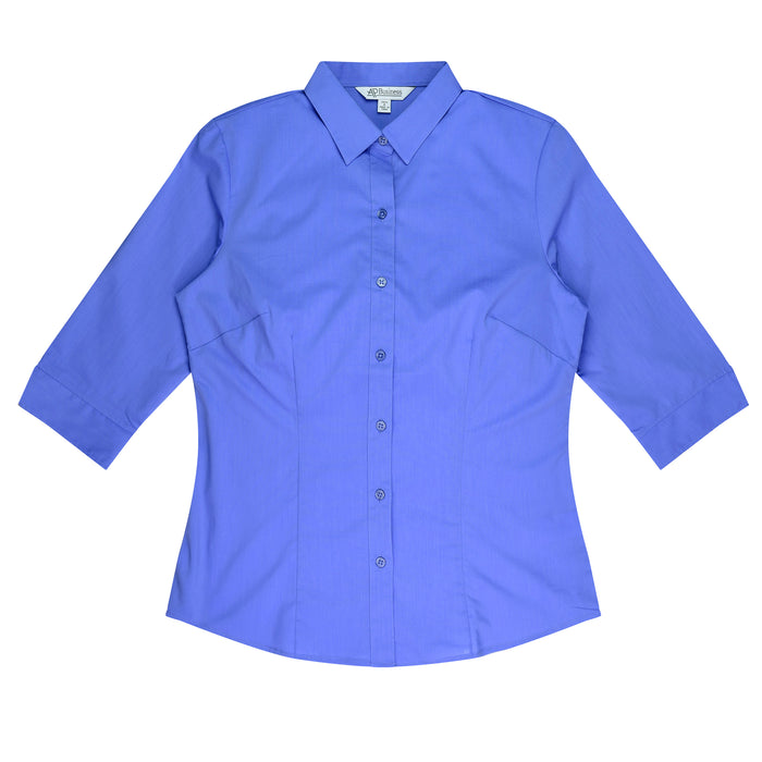 MOSMAN LADY SHIRT 3/4 SLEEVE - MID BLUE - RUNOUT