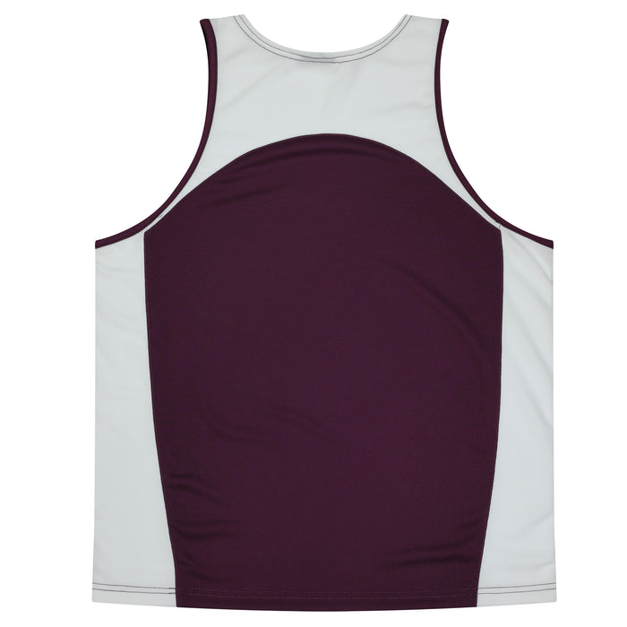 PREMIER KIDS SINGLETS - BURGUNDY/WHITE - RUNOUT