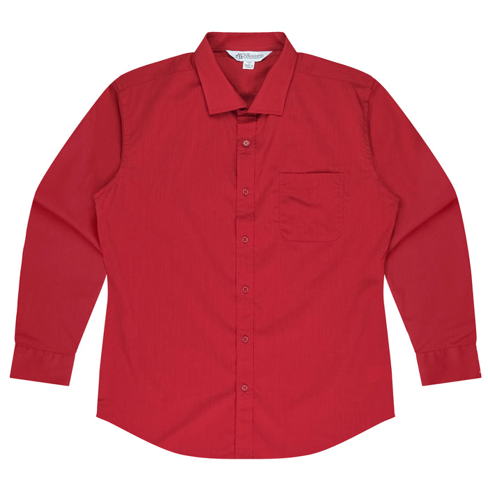 MOSMAN MENS SHIRT LONG SLEEVE - RED - RUNOUT