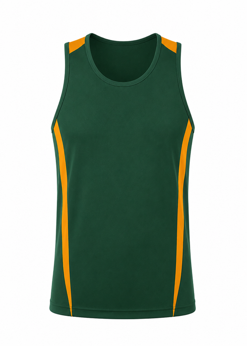 EUREKA MENS SINGLETS - BOTTLE/GOLD - RUNOUT