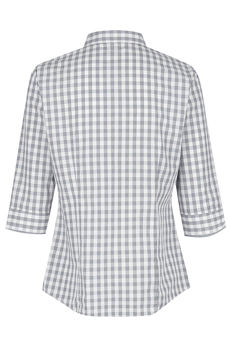 DEVONPORT LADY SHIRT 3/4 SLEEVE - CHARCOAL/SILVER - RUNOUT
