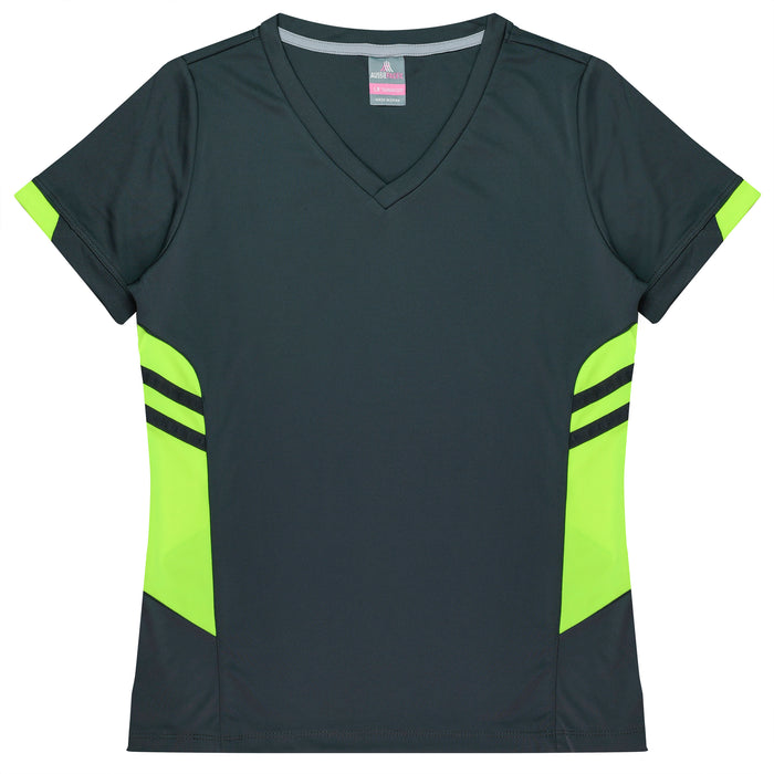TASMAN LADY TEES - SLATE/NEON YELLOW - RUNOUT