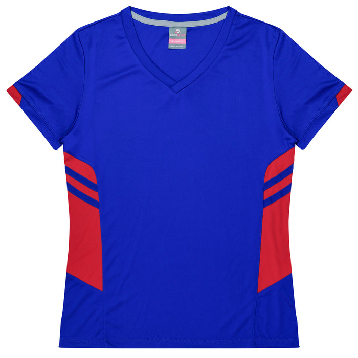 TASMAN LADY TEES - ROYAL/RED - RUNOUT