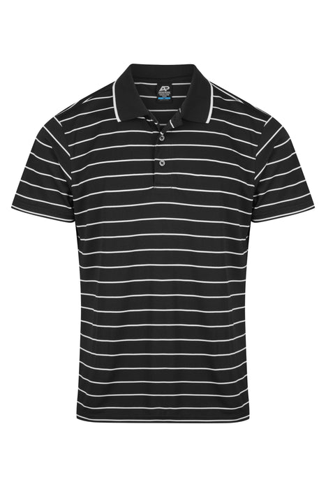 VAUCLUSE MENS POLOS - BLACK/WHITE - RUNOUT