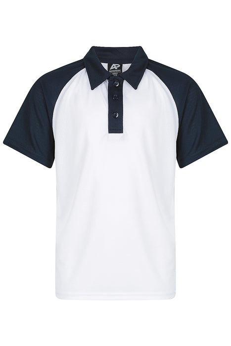 MANLY KIDS POLOS - WHITE/NAVY - RUNOUT