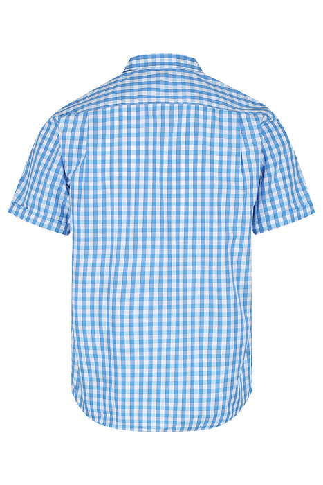 DEVONPORT MENS SHIRT SHORT SLEEVE - MID BLUE/SKY - RUNOUT