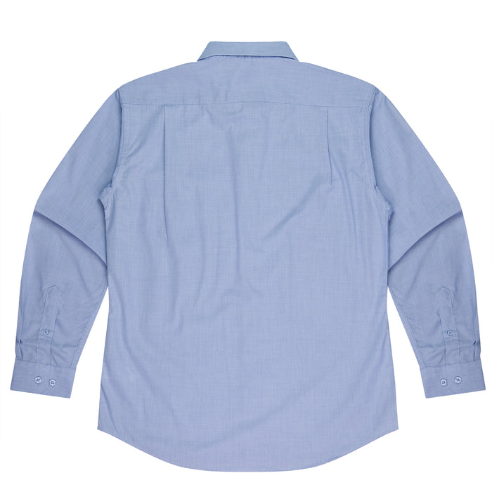 GRANGE MENS SHIRT LONG SLEEVE - MID BLUE - RUNOUT