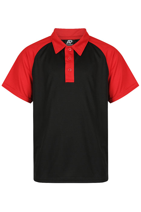 MANLY KIDS POLOS - BLACK/RED - RUNOUT