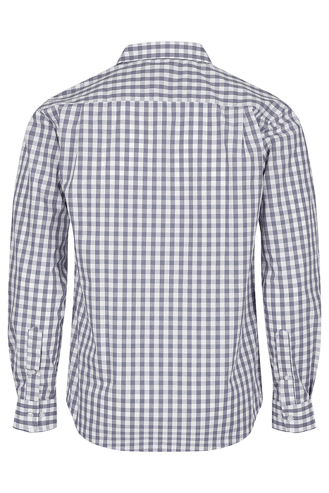 DEVONPORT MENS SHIRT LONG SLEEVE - CHARCOAL/SILVER - RUNOUT