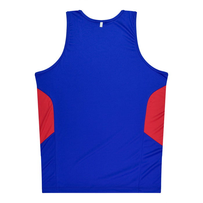 TASMAN MENS SINGLETS - ROYAL/RED - RUNOUT