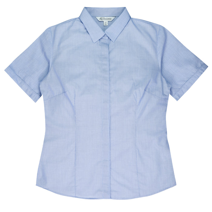 GRANGE LADY SHIRT SHORT SLEEVE - MID BLUE - RUNOUT