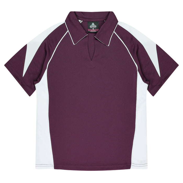 PREMIER LADY POLOS - BURGUNDY/WHITE - RUNOUT