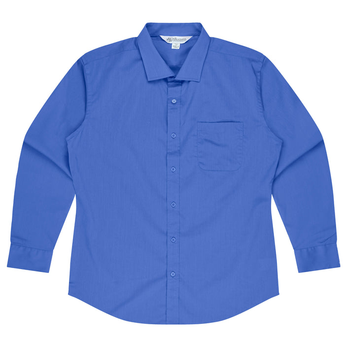 MOSMAN MENS SHIRT LONG SLEEVE - MID BLUE - RUNOUT