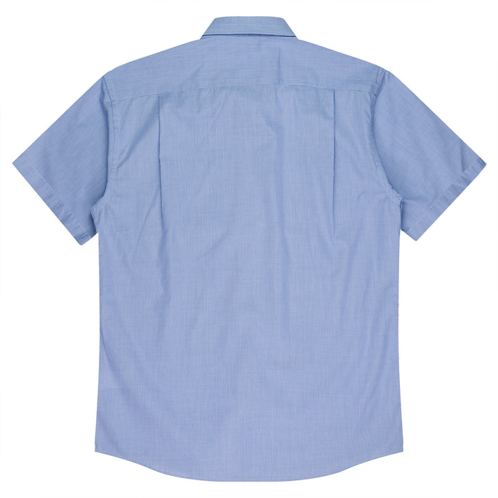 GRANGE MENS SHIRT SHORT SLEEVE - MID BLUE - RUNOUT