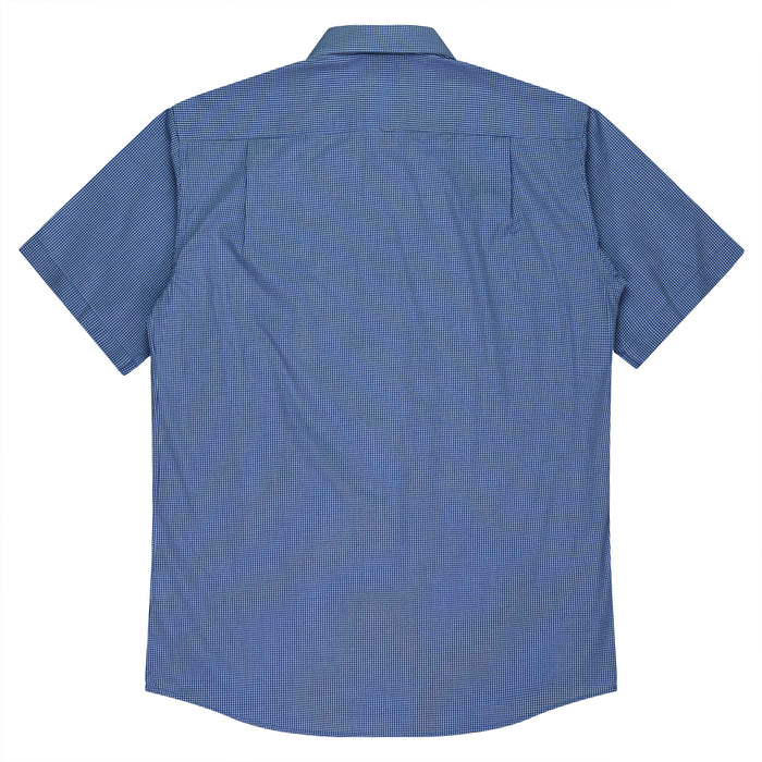 TOORAK MENS SHIRT SHORT SLEEVE - NAVY/WHITE - RUNOUT