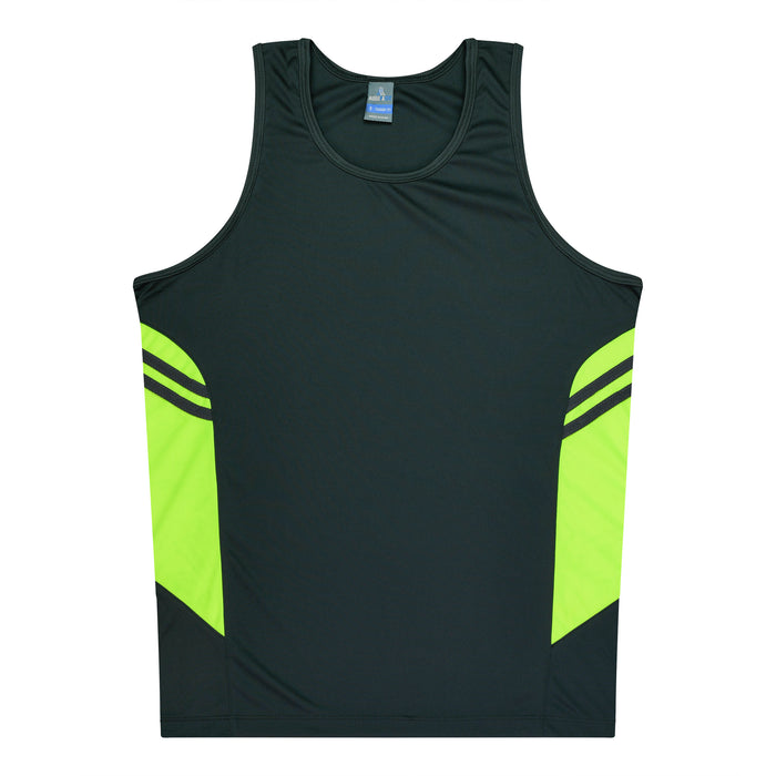 TASMAN KIDS SINGLETS - SLATE/NEON YELLOW - RUNOUT