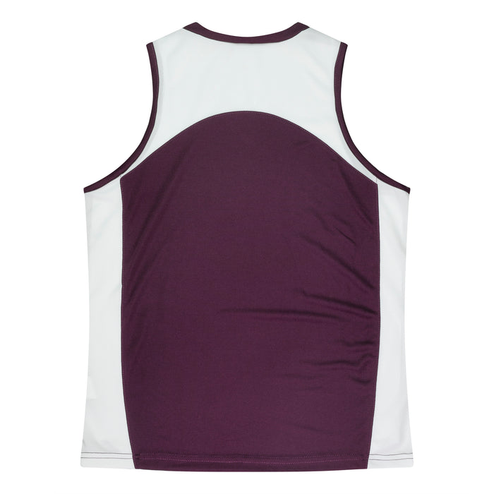 PREMIER LADY SINGLETS - BURGUNDY/WHITE - RUNOUT