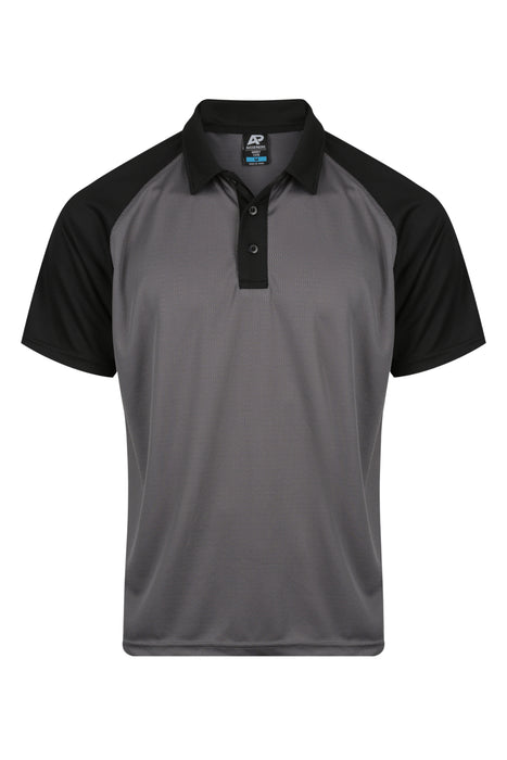 MANLY MENS POLOS - CHARCOAL/BLACK
