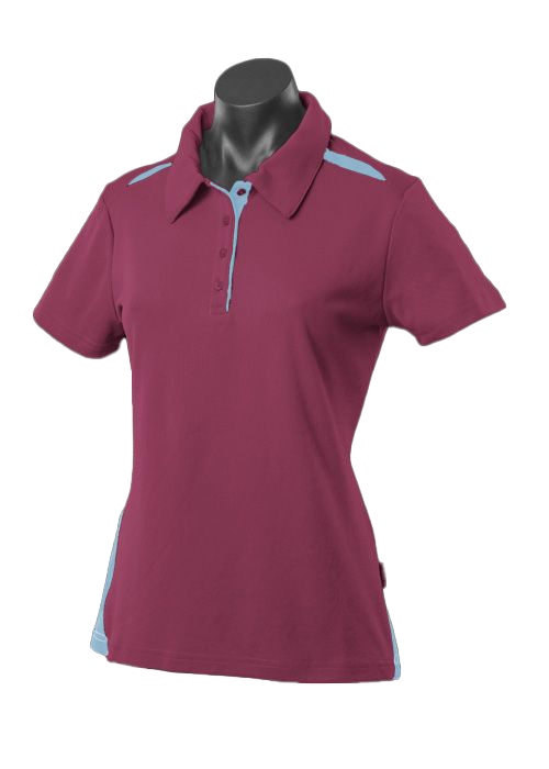 PATERSON LADY POLOS - MAROON/SKY - RUNOUT