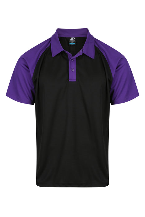 MANLY MENS POLOS - BLACK/ELECTRIC PURPLE