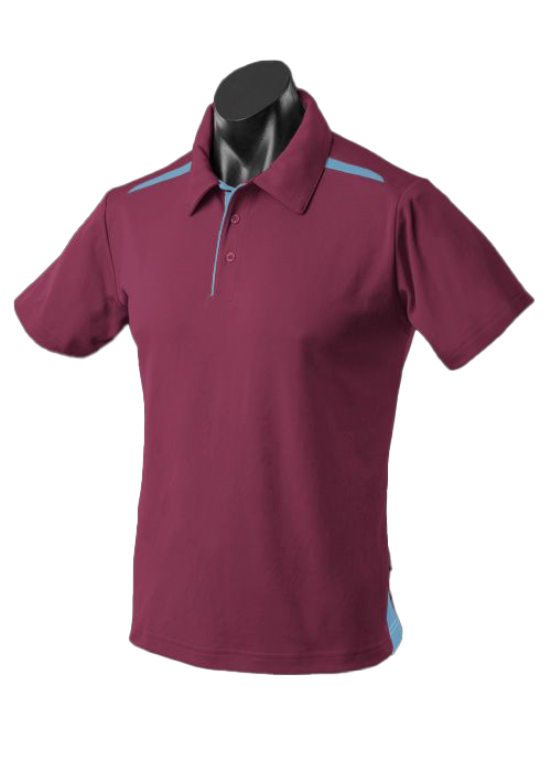PATERSON MENS POLOS - MAROON/SKY - RUNOUT