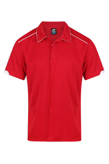 CURRUMBIN MENS POLOS - RED/WHITE