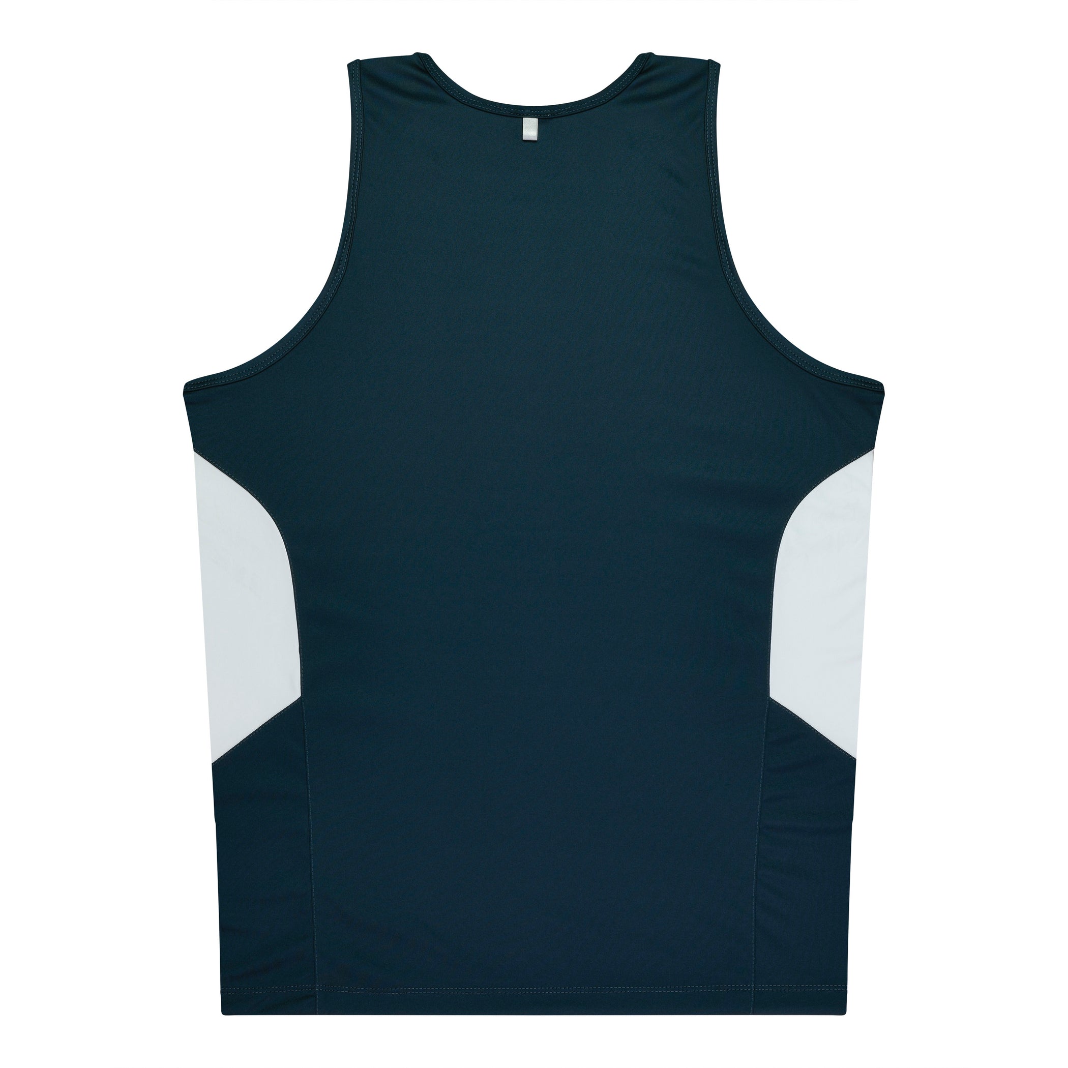 TASMAN MENS SINGLETS - NAVY/NEON GREEN