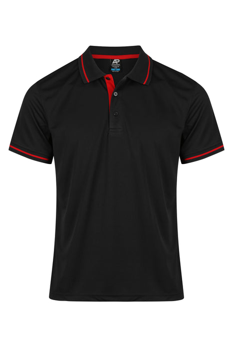 COTTESLOE MENS POLOS - BLACK/RED