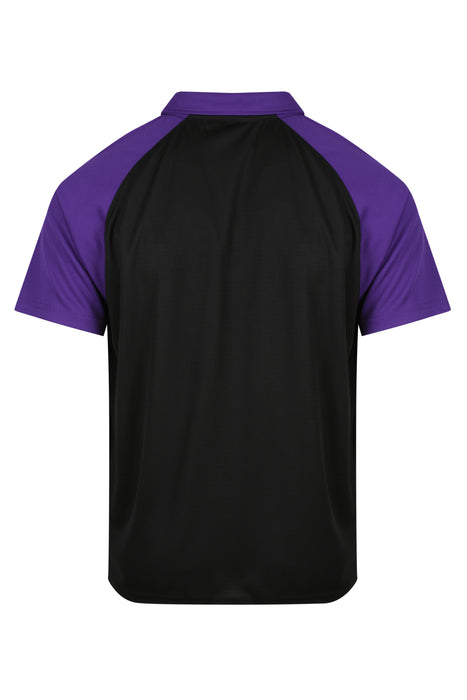 MANLY MENS POLOS - BLACK/ELECTRIC PURPLE