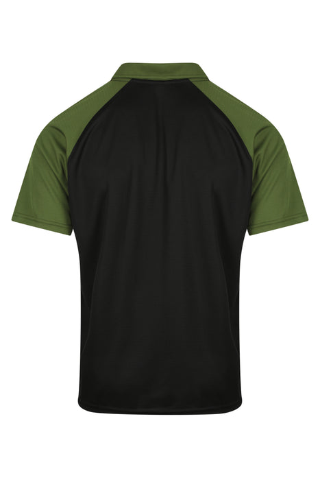 MANLY MENS POLOS - BLACK/ARMY GREEN