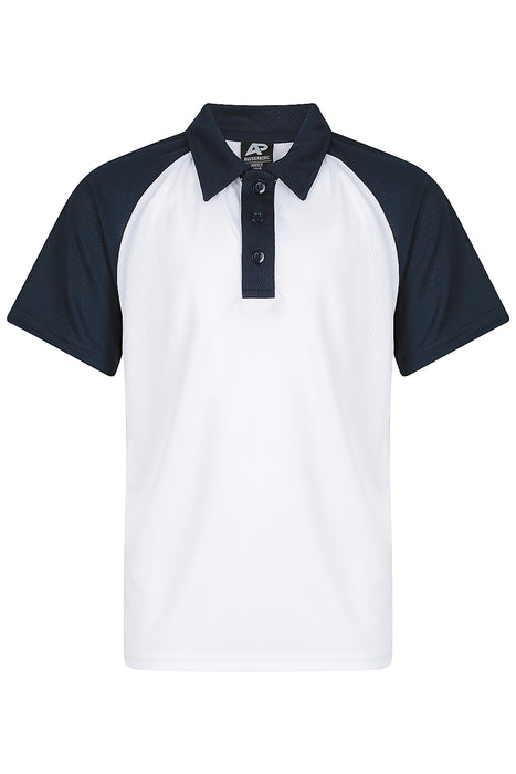 MANLY KIDS POLOS - WHITE/NAVY